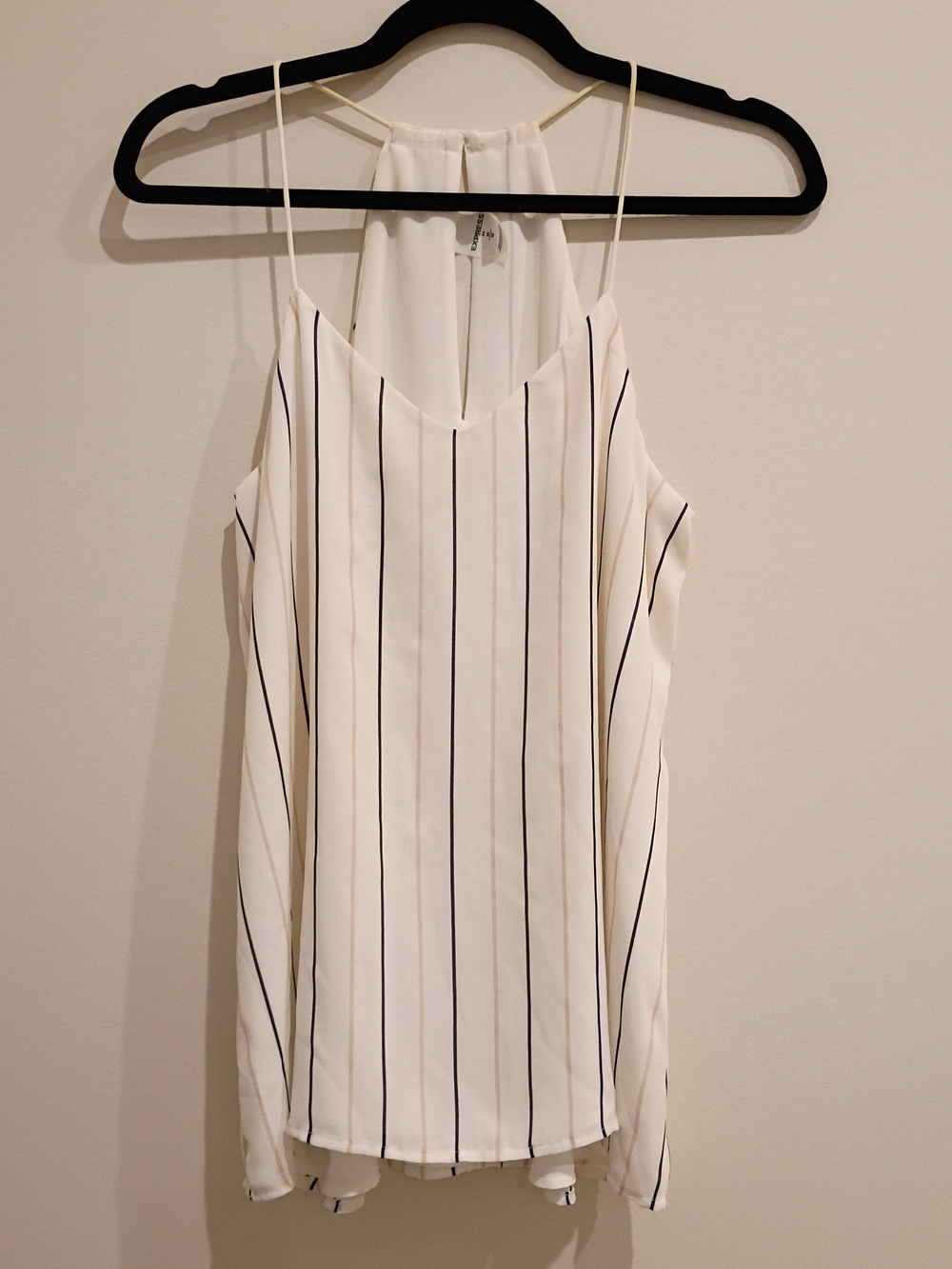 EXPRESS || Striped Cream Spaghetti Strap Halter Top Sz. M